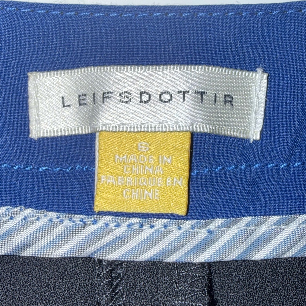 Leifsdottir Black Ankle Pants Blue Side Stripe Sz 6 Tailored Slim Fit - Picture 9 of 10